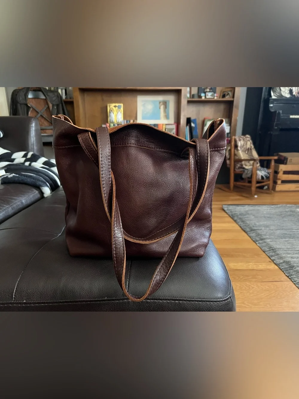 Portland Leather Montana Tote in Cold Brew - Picture 2 of 10